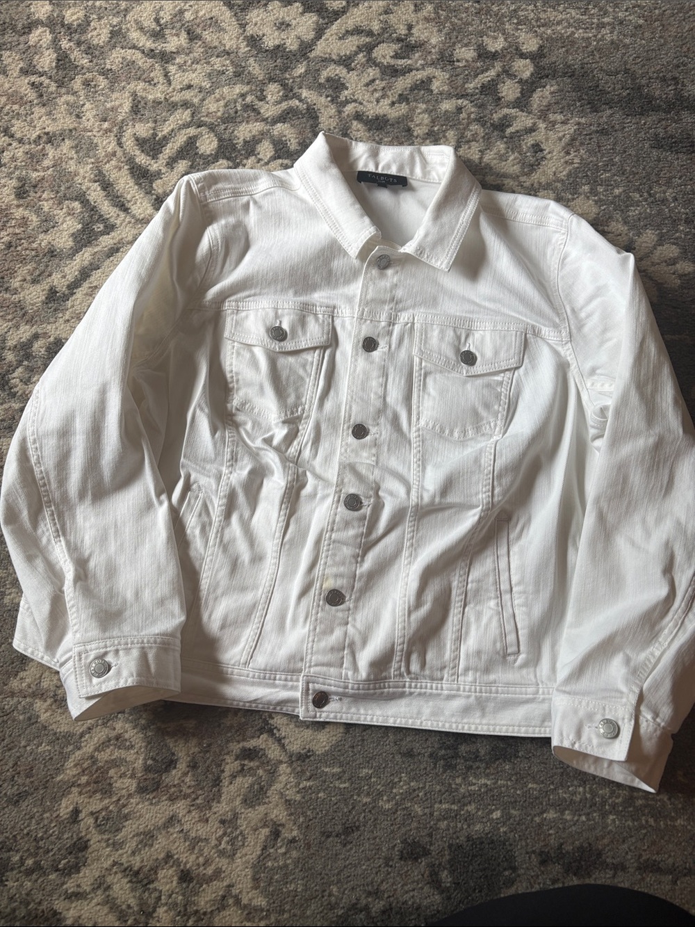 Talbot’s Women’s Plus 2X White Denim Jacket - Classic Button-Up Style
